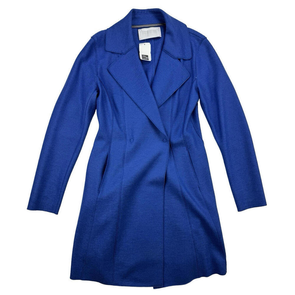 Harris Wharf London Virgin Wool Overcoat Blue Size IT 40 | XS